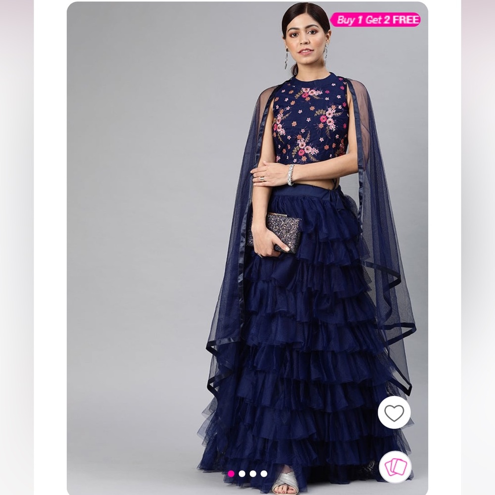 Gorgeous navy blue embroidered lehenga (3 pieces)